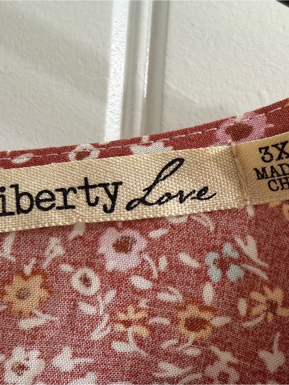 Liberty Love Rust Floral Button-Front Midi Dress 3X Cottagecore Boho - Picture 2 of 12